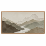 Modern Abstract Mountain Wall Art – Neutral Textured Landscape Canvas for Living Room Decor