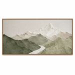 Modern Abstract Mountain Wall Art – Green Textured Landscape Canvas for Living Room Decor