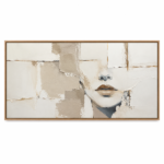 Modern Abstract Woman Wall Art – Neutral Textured Female Portrait Canvas for Living Room & Bedroom Decor